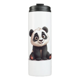 Sitting Panda Bear Cartoon Illustration Artwork Thermal Tumbler