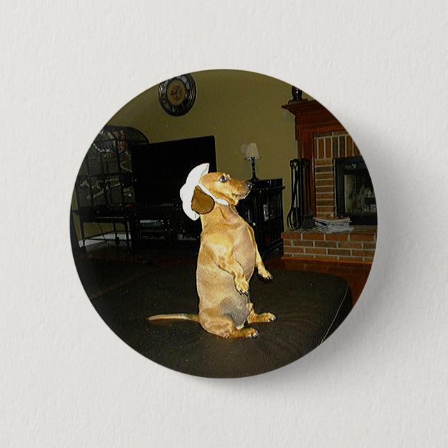 Sitting Pretty or Watching TV Dachshund 2 Inch Round Button (Front)