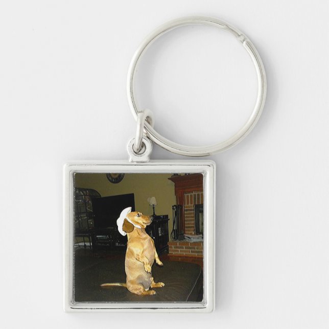 Sitting Pretty or Watching TV Dachshund Keychain (Front)