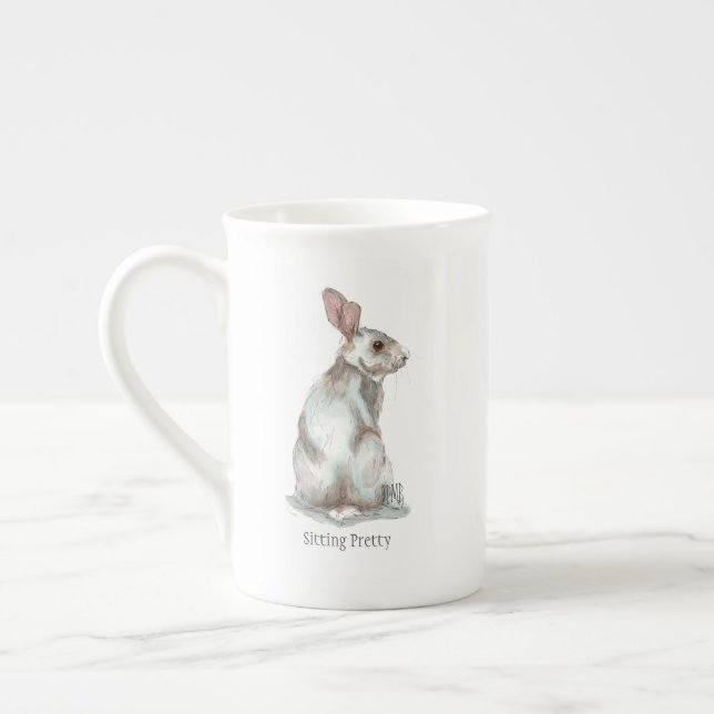 'Sitting Pretty' Rabbit China Tea Cup (Left)