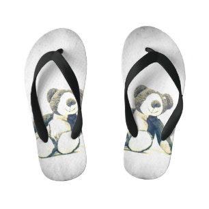 sitting teddy bear... kid's flip flops