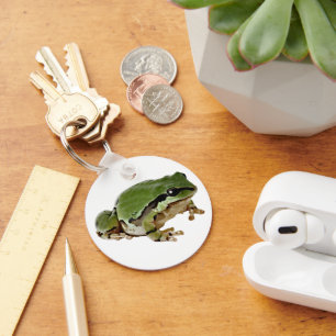 Sitting Tree Frog Photo over White Keychain