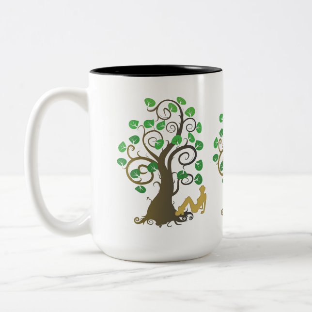 Sitting Under the Tree Two-Tone Coffee Mug (Left)