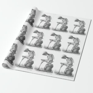 Sitting vintage skeleton thinking gift paper