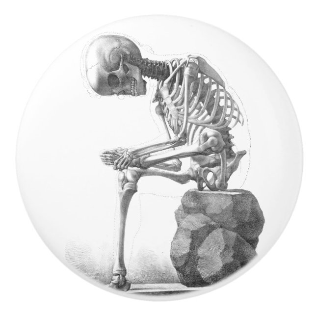 Sitting vintage skeleton thinking knob (Front)