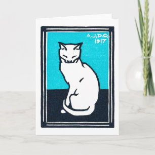 Sitting White Cat, Julie of Graag Card