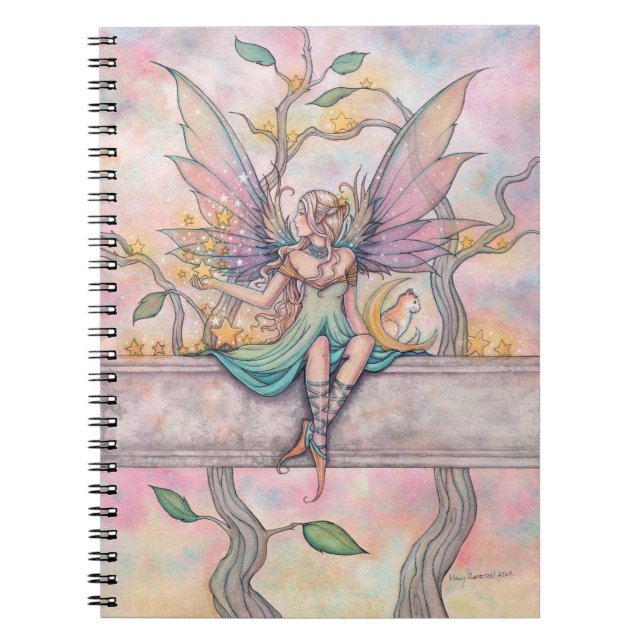 Sitting With Stars Fairy Fantasy Watercolor Art Notebook (Front)