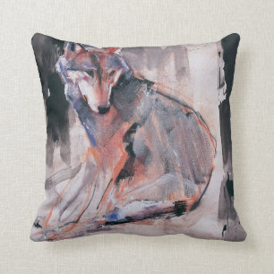 Sitting Wolf 2000 Throw Pillow