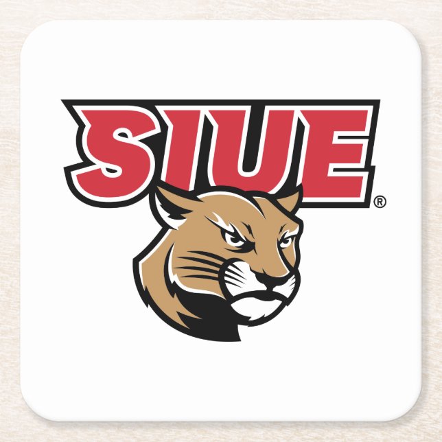 SIUE Cougars Square Paper Coaster (Front)