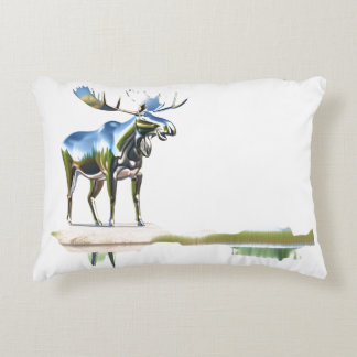 Siver Moose Statue Reflection  Accent Pillow
