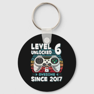 Six 6yr Bday Son Boy Funny Gamer 6th 6 Year Old Bi Keychain