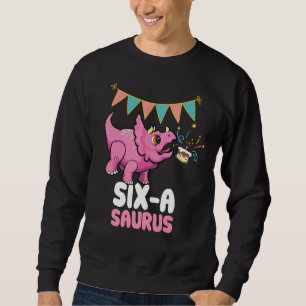 Six A Saurus Dinosaur Cute Kiddo Triceratops Sweatshirt