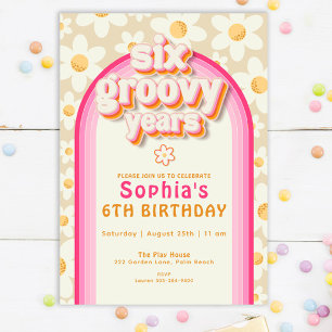 Six années Super marguerite Rainbow Invitation d'a