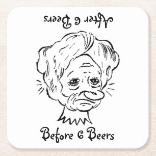 Six Beers Before and After Square Paper Coaster