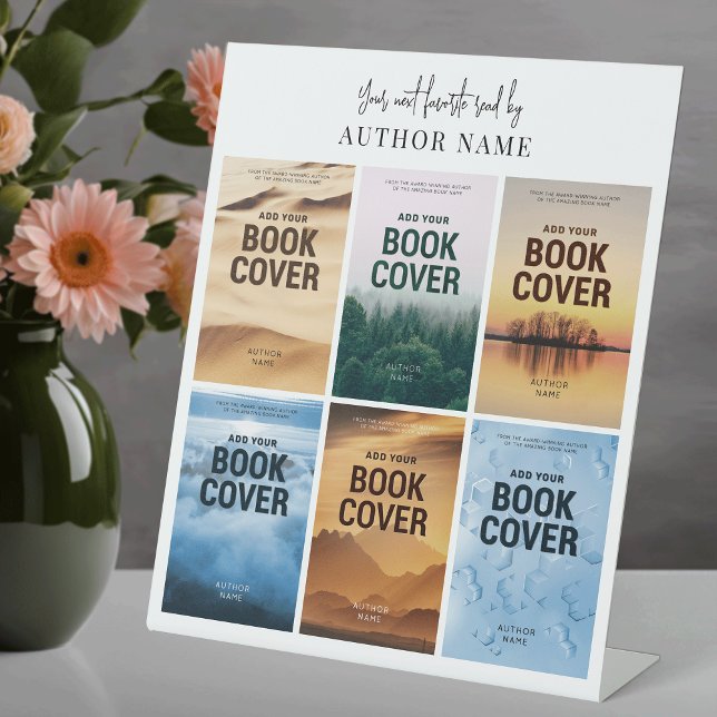Six Book Covers Minimalist Meet the Author Event Pedestal Sign (Creator Uploaded)