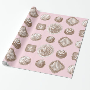 Six Chocolate Truffles in a Repeated Design Wrapping Paper