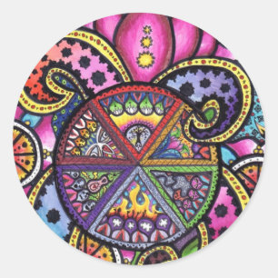 "six" classic round sticker