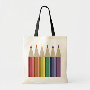 Six coloured pencils in rainbow array Tote Bag