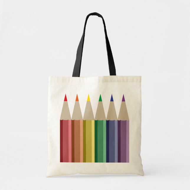  Six coloured pencils in rainbow array Tote Bag (Front)