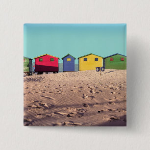 Six Colourful Beach Hut Cape Town, South Africa 2 Inch Square Button