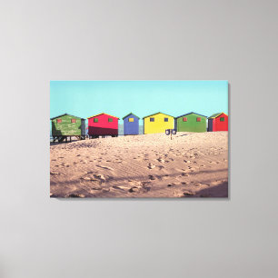 Six Colourful Beach Hut Cape Town, South Africa Canvas Print