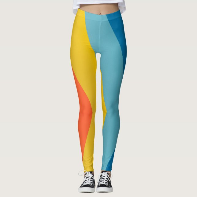 six colours parallel pattern leggings (Front)