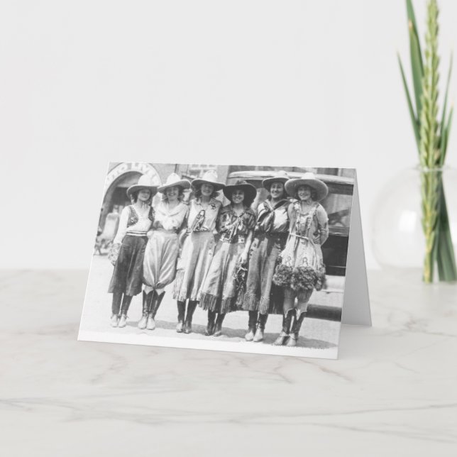 Six cowgirls at Cheyenne Frontier Days. Card (Front)