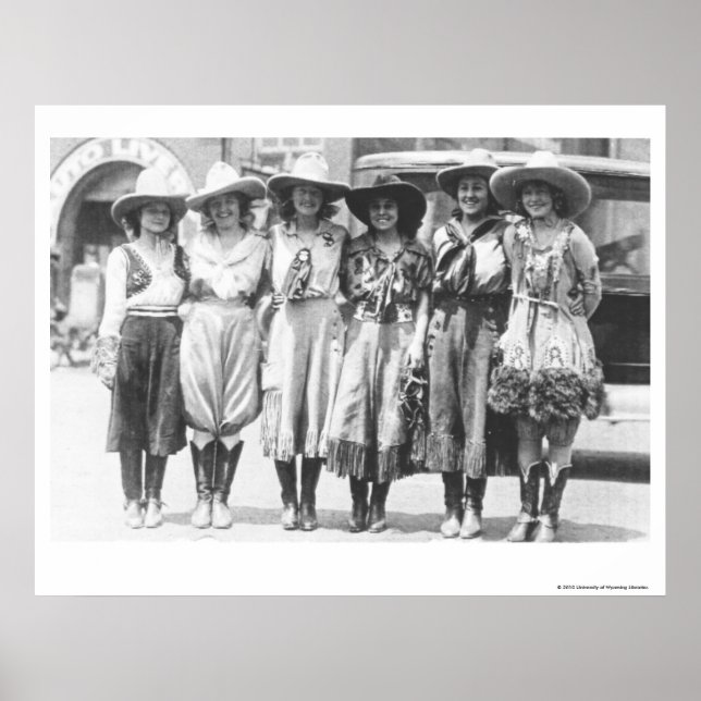 Six cowgirls at Cheyenne Frontier Days. Poster (Front)