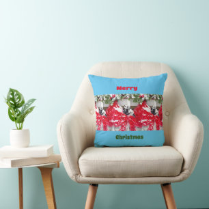 Six Darling Pandas at Christmas  Throw Pillow