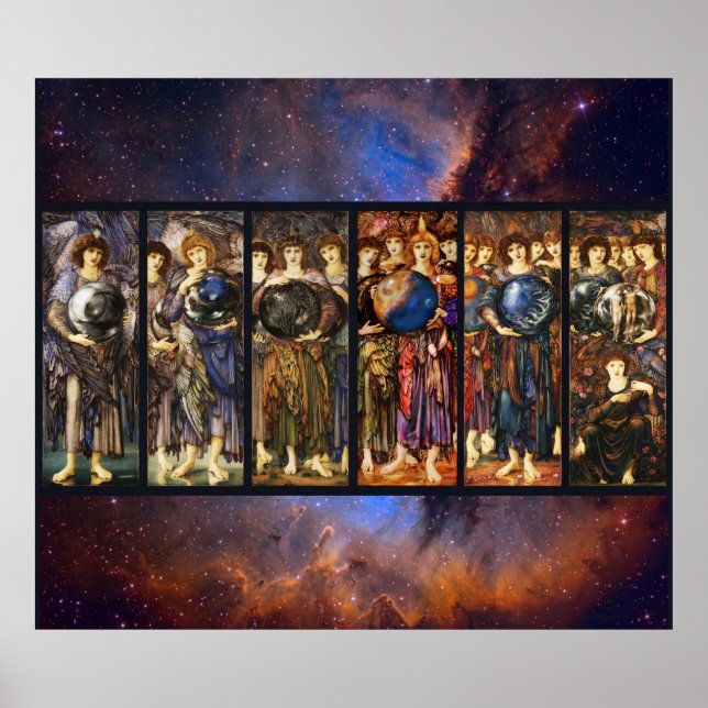 SIX DAYS OF CREATION ANGELS by Edward Burne Jones, Poster (Front)