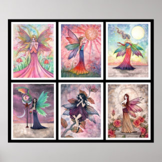 Six Different Fairies Poster Print