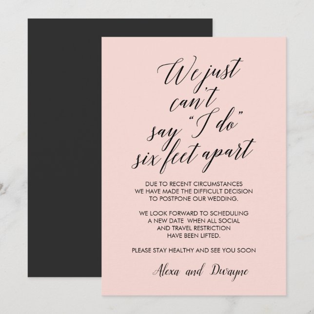 Six Feet Apart | Cancelled Postponed Wedding Invitation (Front/Back)