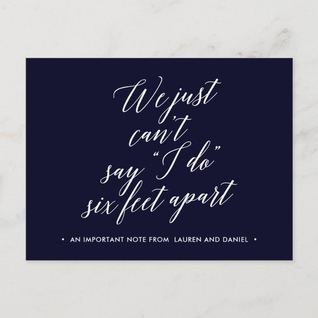 Six Feet Apart Change of Plans Postponed Cancelled Announcement Postcard (Front)