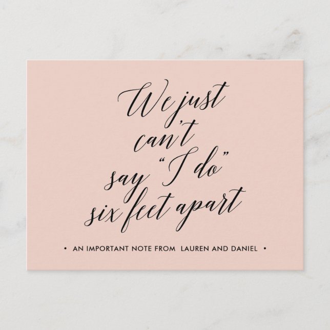 Six Feet Apart Change of Plans Postponed custom Announcement Postcard (Front)