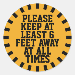 Six Feet Social Distancing Classic Round Sticker