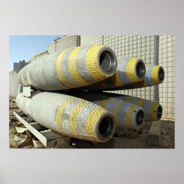 Six GBU-12 bombs sit in a rack Poster (Front)
