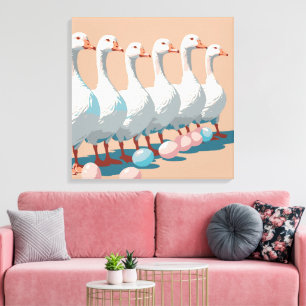 Six Geese A-Laying Cut-Out Stencil-Style 3 Canvas Print