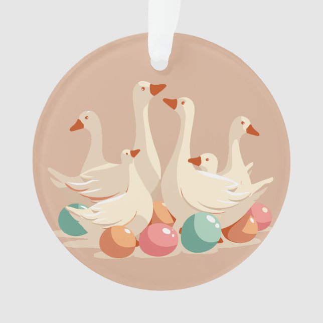 Six Geese A-Laying Cut-Out Stencil-Style Ornament (Front)