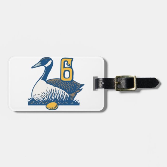 Six Geese a-Laying Luggage Tag (Front Horizontal)