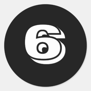 Six gros stickers ronds de numéro noir par Janz