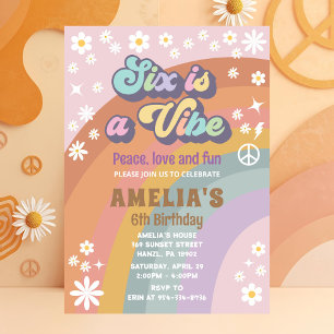 Six is a vibe birthday invitation