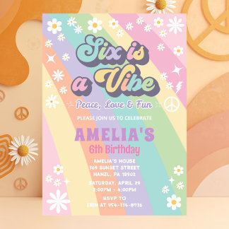 Six is a vibe birthday invitation