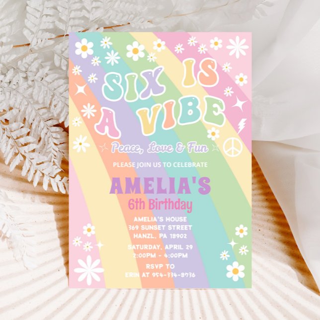 Six is a vibe birthday invitation (Creator Uploaded)