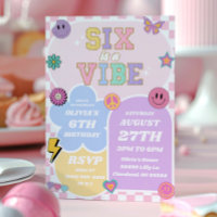 Six Is A Vibe Preppy Patch 6th Birthday Party