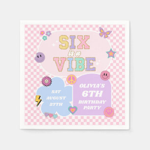 Six Is A Vibe Preppy Patch 6th Birthday Party Napkin