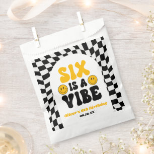 Six Is A Vibe Retro Sixth 6th Birthday Party Favour Bag