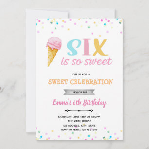 Six is so sweet ice cream invitation