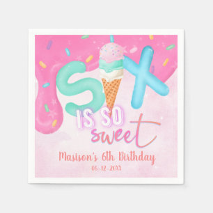 six is so sweet Pink Frosting Napkin