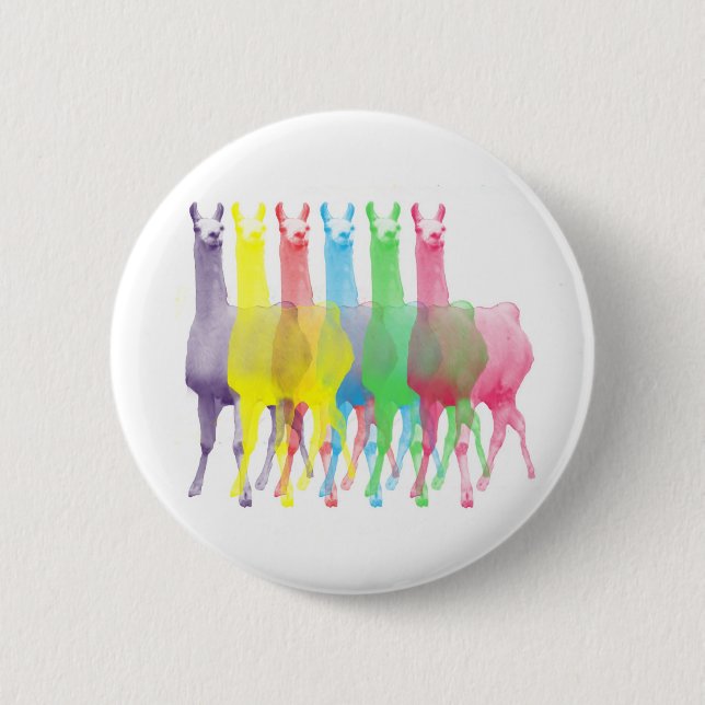 six lamas in six llama colours 2 inch round button (Front)