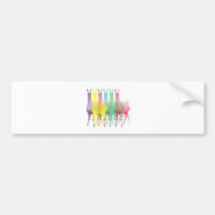 six lamas in six llama colours bumper sticker